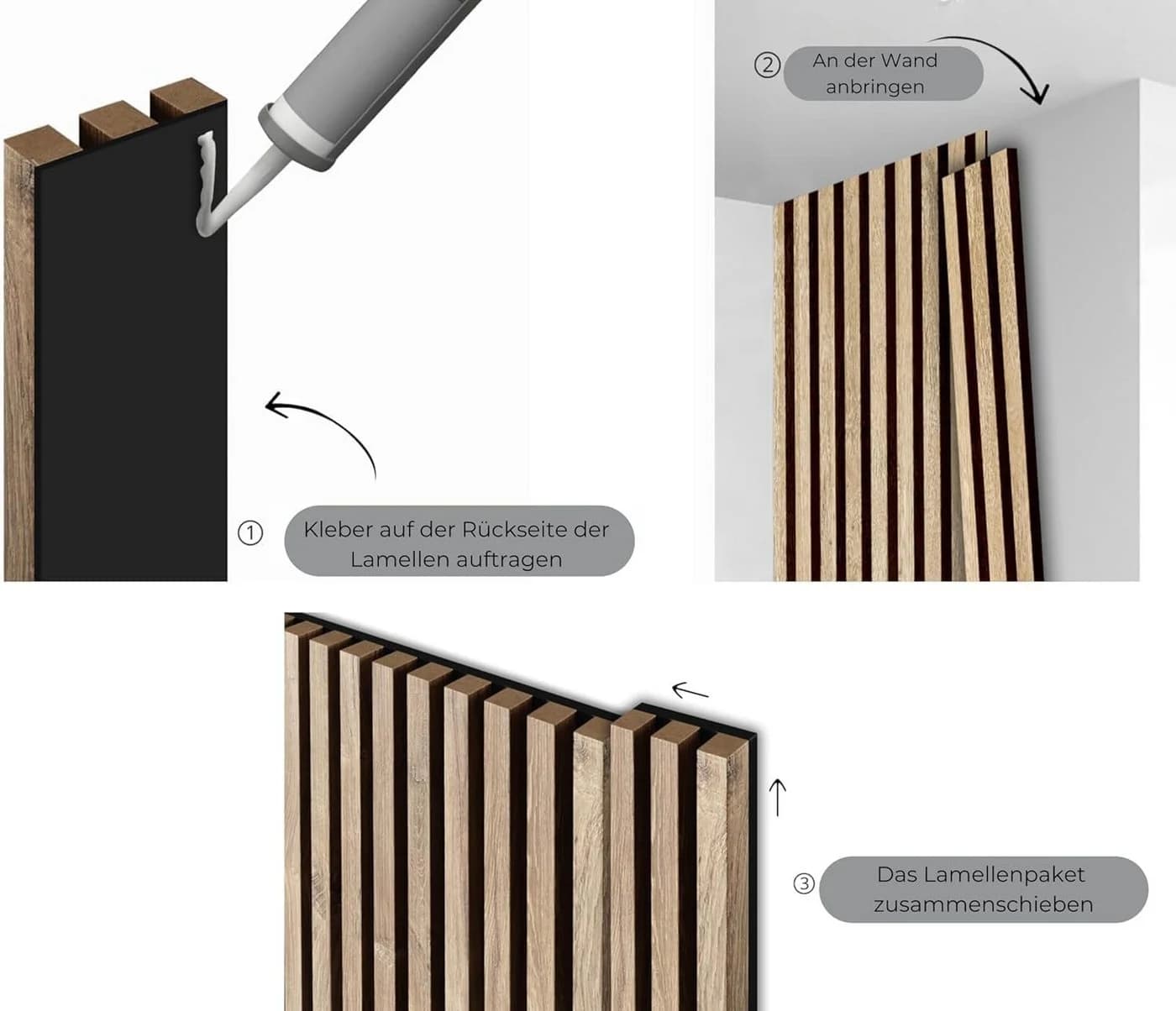 Mebano 3D Wandpaneel 6-tlg. Akustiklamellen Holzoptik - Bild 5