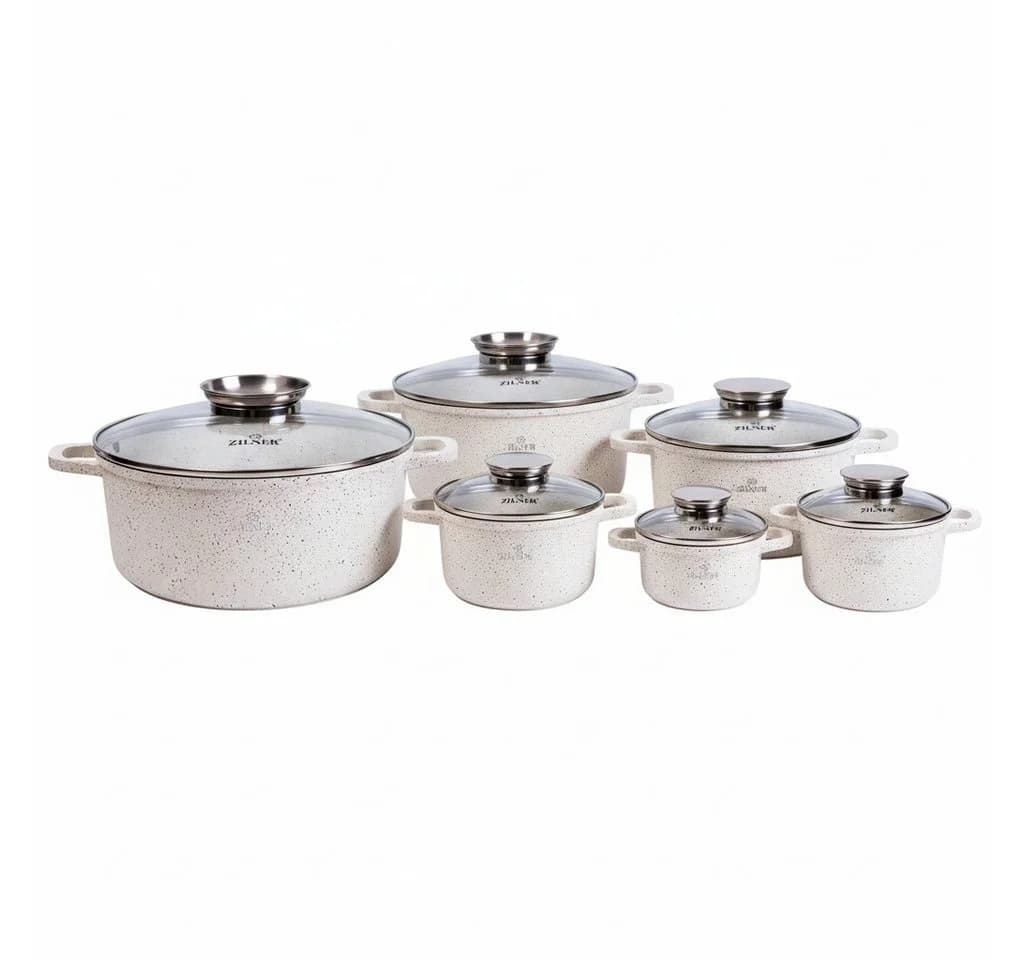 Zilner Topf-Set 6-tlg. Grau Granitbeschichtung Aluminium - Bild 2