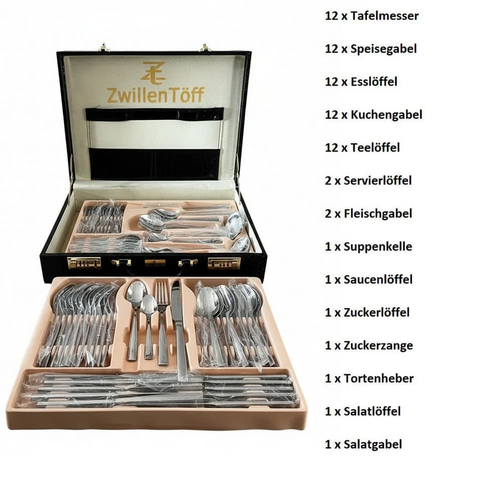 Zilner Besteck-Set 72-tlg. 18/10 Edelstahl Silber Elegant