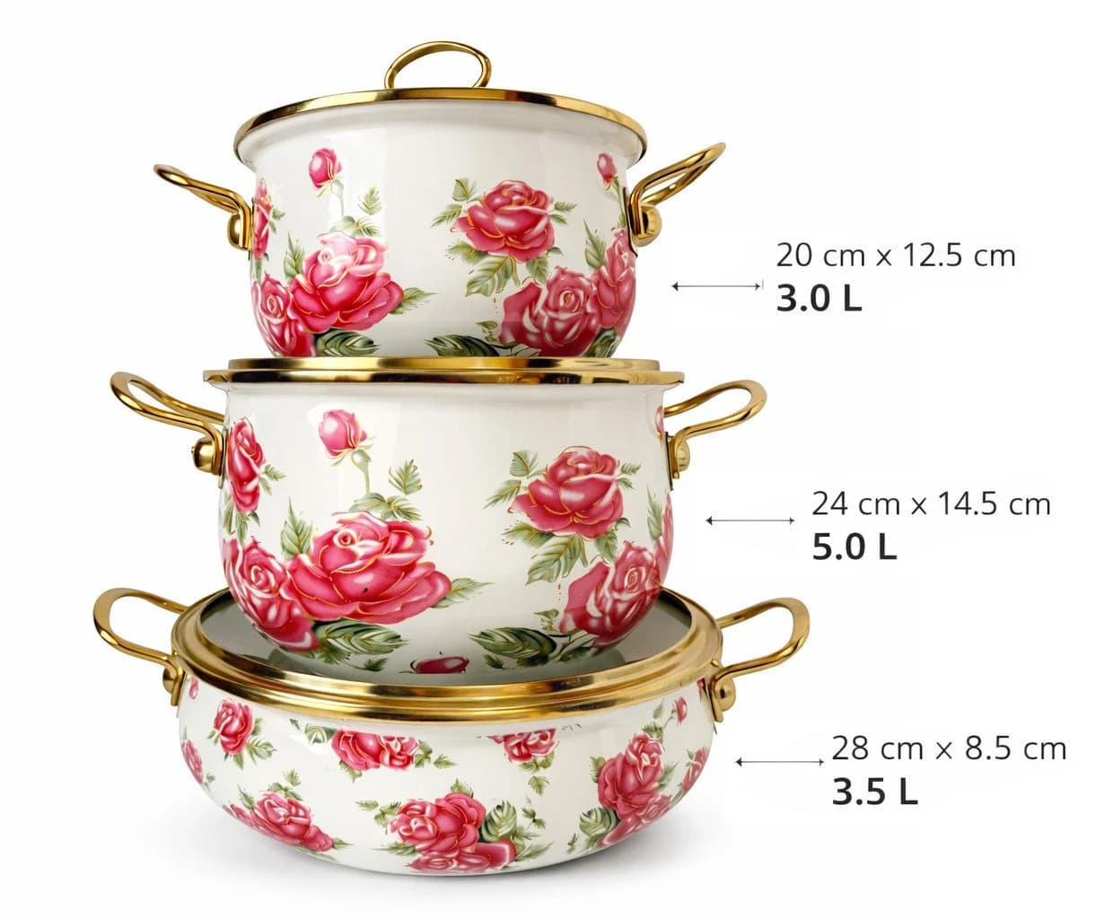 Zilner Topf-Set 6-tlg. Rosa Emaille Aluminiumguss