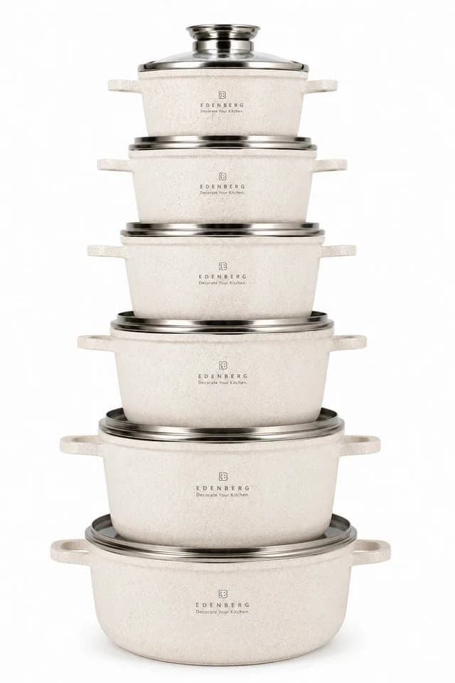 Edenberg Topf-Set 12-tlg. Beige Aluminium & Edelstahl - Bild 2
