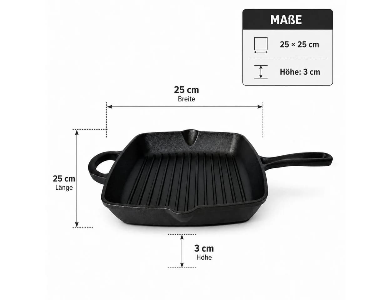 Zilner Grillpfanne aus Gusseisen 25x25 cm