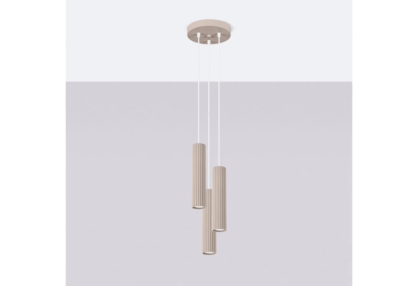 SOLLUX lighting Hängeleuchte Pendelleuchte Karbon 3P Taupe