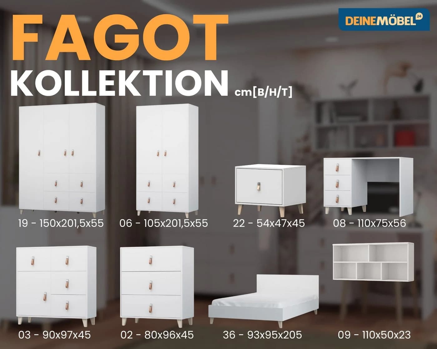 Deine Möbel 24 Kinderkleiderschrank FAGOT 19 Weiß Skandi-Style - Bild 4