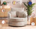 S-Style Möbel Drehsessel Ted Love Seat XXL Beige 360° drehbar Cord Bild 5