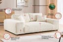 S-Style Möbel 3-Sitzer Sofa Mollis Hellbeige Plüschcord Bild 5
