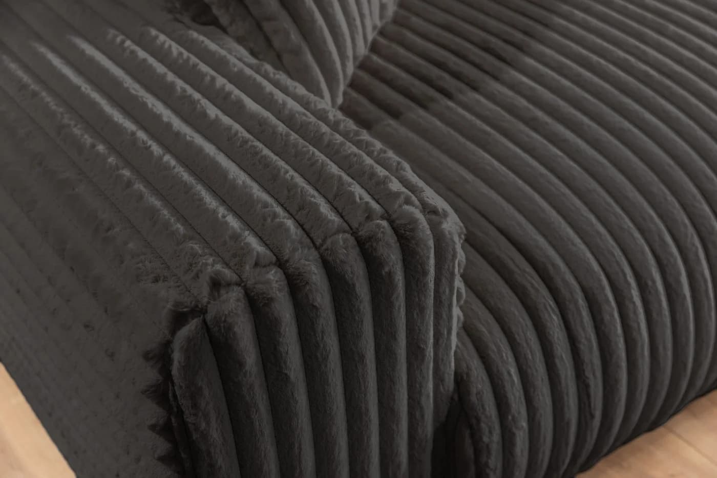 S-Style Möbel 3-Sitzer Sofa Mollis Plüschcord Dunkelgrau - Bild 5