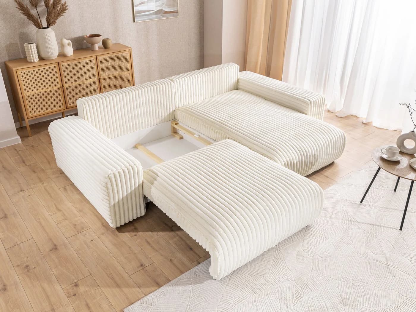 S-Style Möbel Ecksofa Mollis mit Schlaffunktion und Bettkasten Hellbeige - Bild 5