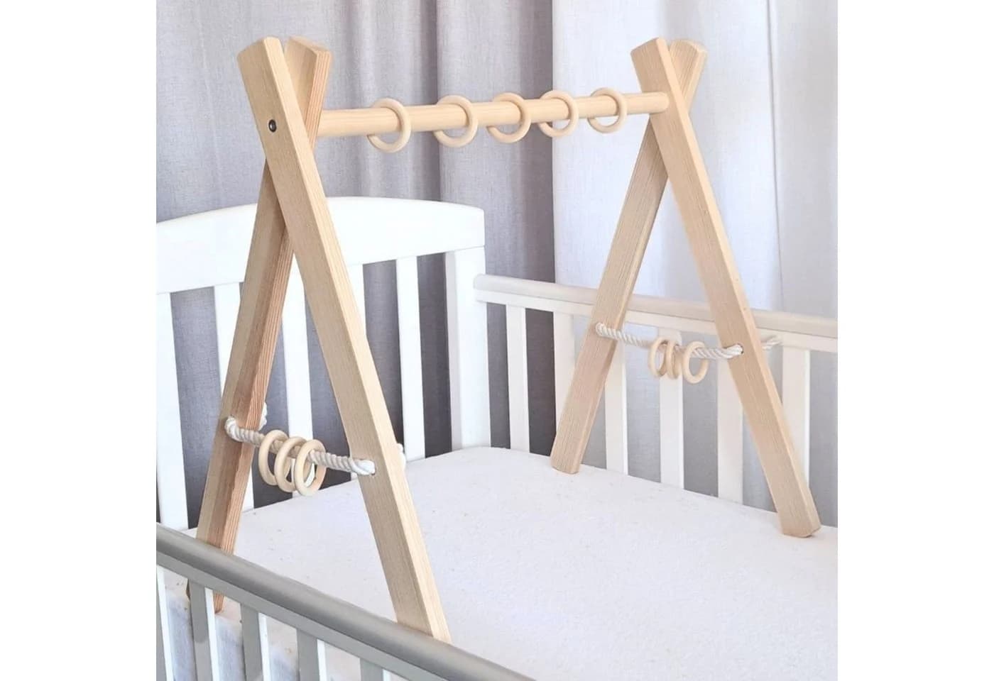 LuMali Baby Gym Holz Spielbogen Klappbar Naturholz Kiefer - Bild 2