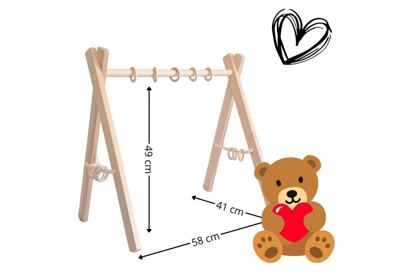 LuMali Baby Gym Holz Spielbogen Klappbar Naturholz Kiefer - Bild 4