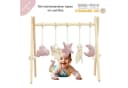 LuMali Baby Gym Holz Spielbogen Klappbar 5 Spielzeuge Rosa Bild 1