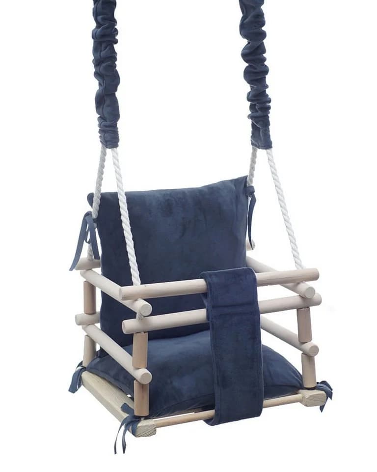 LuMali Babyschaukel 3in1 aus Naturholz Kiefer mit Sicherheitsgurt - Bild 4