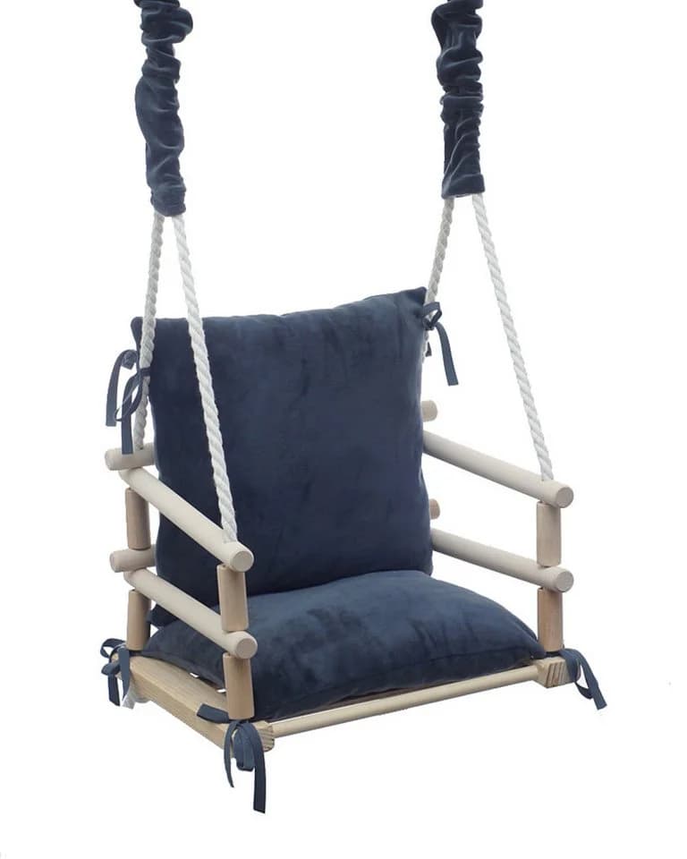 LuMali Babyschaukel 3in1 aus Naturholz Kiefer mit Sicherheitsgurt - Bild 5