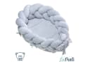 LuMali Kuschelnest 3in1 Babynest XXL Kokon Zopf Matte Kissen Grau Bild 1