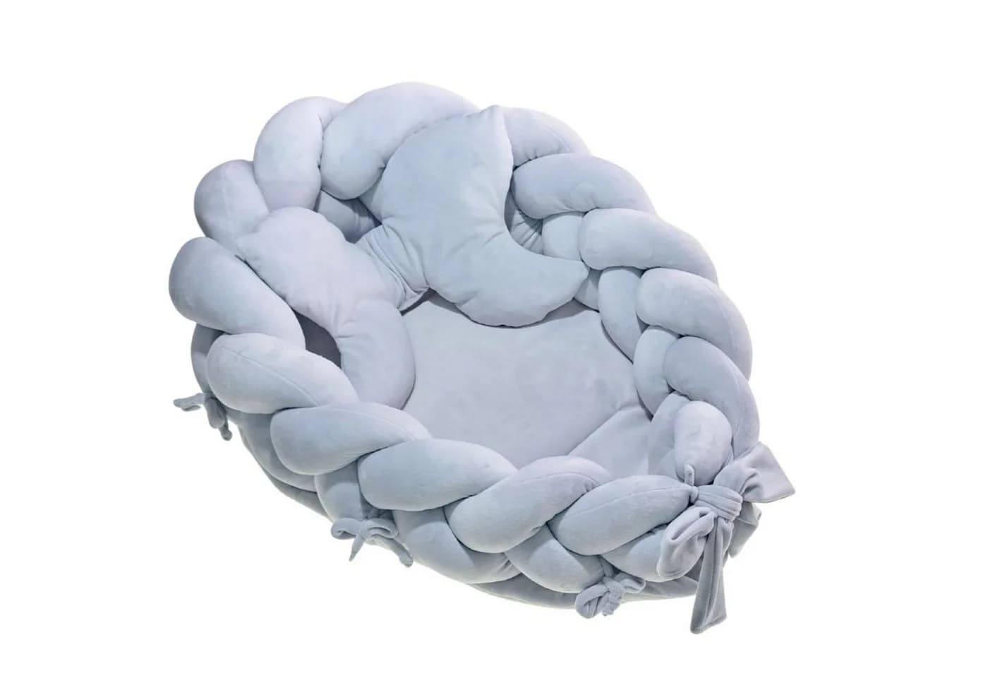 LuMali Kuschelnest 3in1 Babynest XXL Kokon Zopf Matte Kissen Grau - Bild 2
