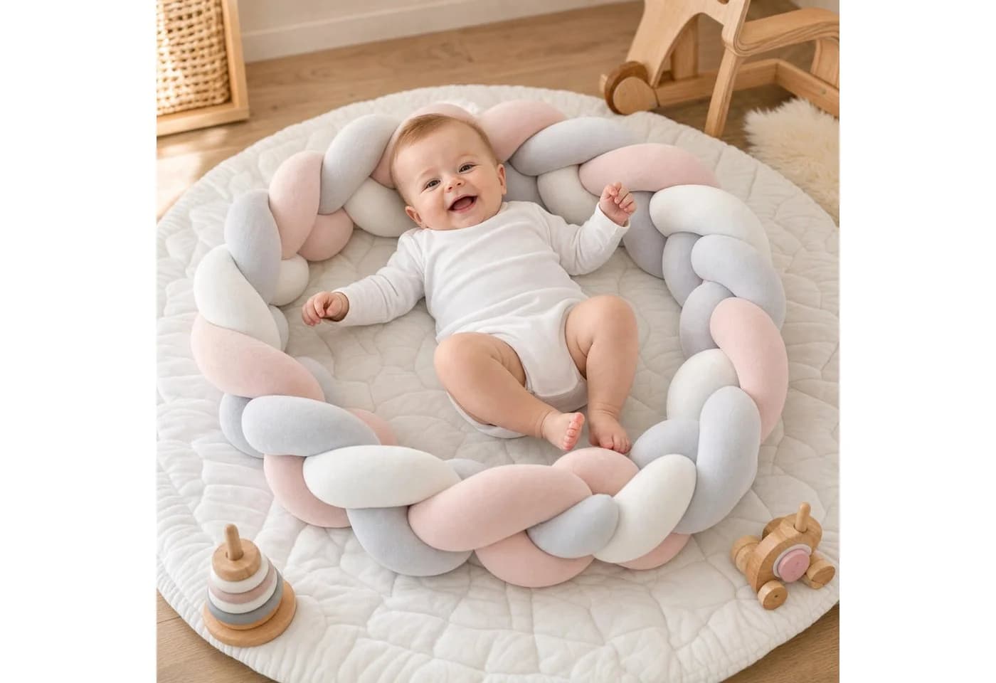 LuMali Nestchenschlange 210cm Velour Pastellfarben - Bild 4