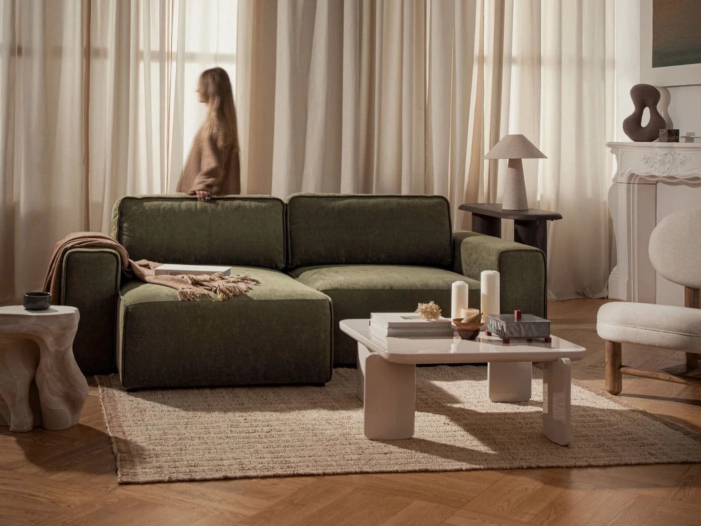 Micadoni Sofa Victor 3-Sitzer Rosa Samt mit Bettfunktion