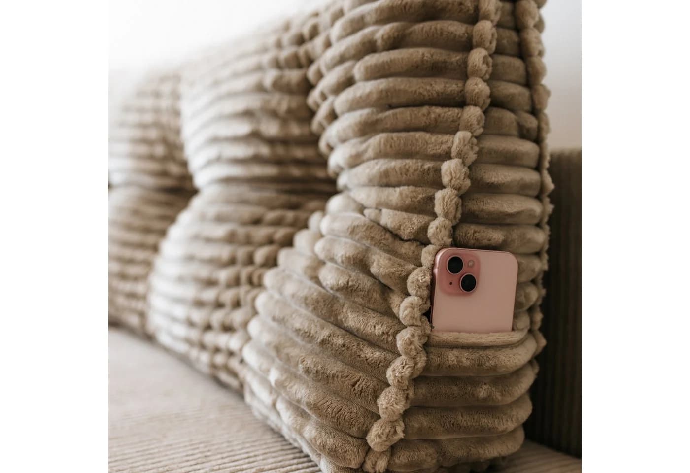 FAVRE Rückenkissen Beige Formstabil Abnehmbarer Bezug Bett Sofa - Bild 4