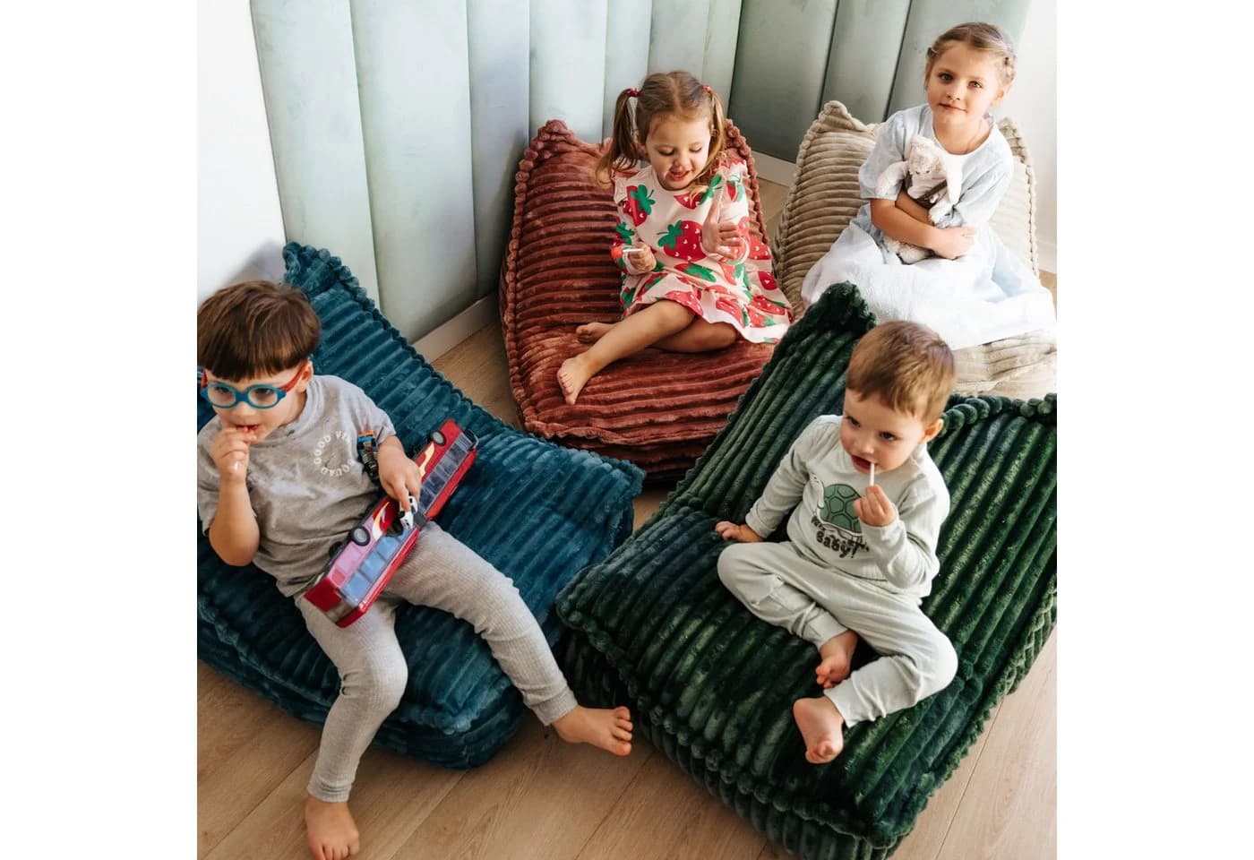 FAVRE Sitzsack Kinder mit Griff GARFIELD Blau