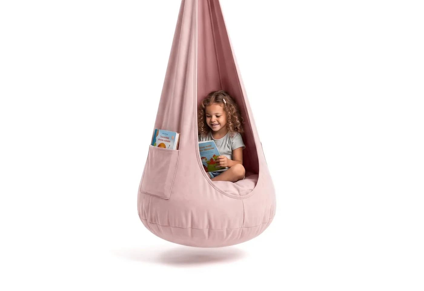 FAVRE Hängesessel Hängehöhle Kinder 2in1 mit herausnehmbarem Sitzkissen Rosa - Bild 2