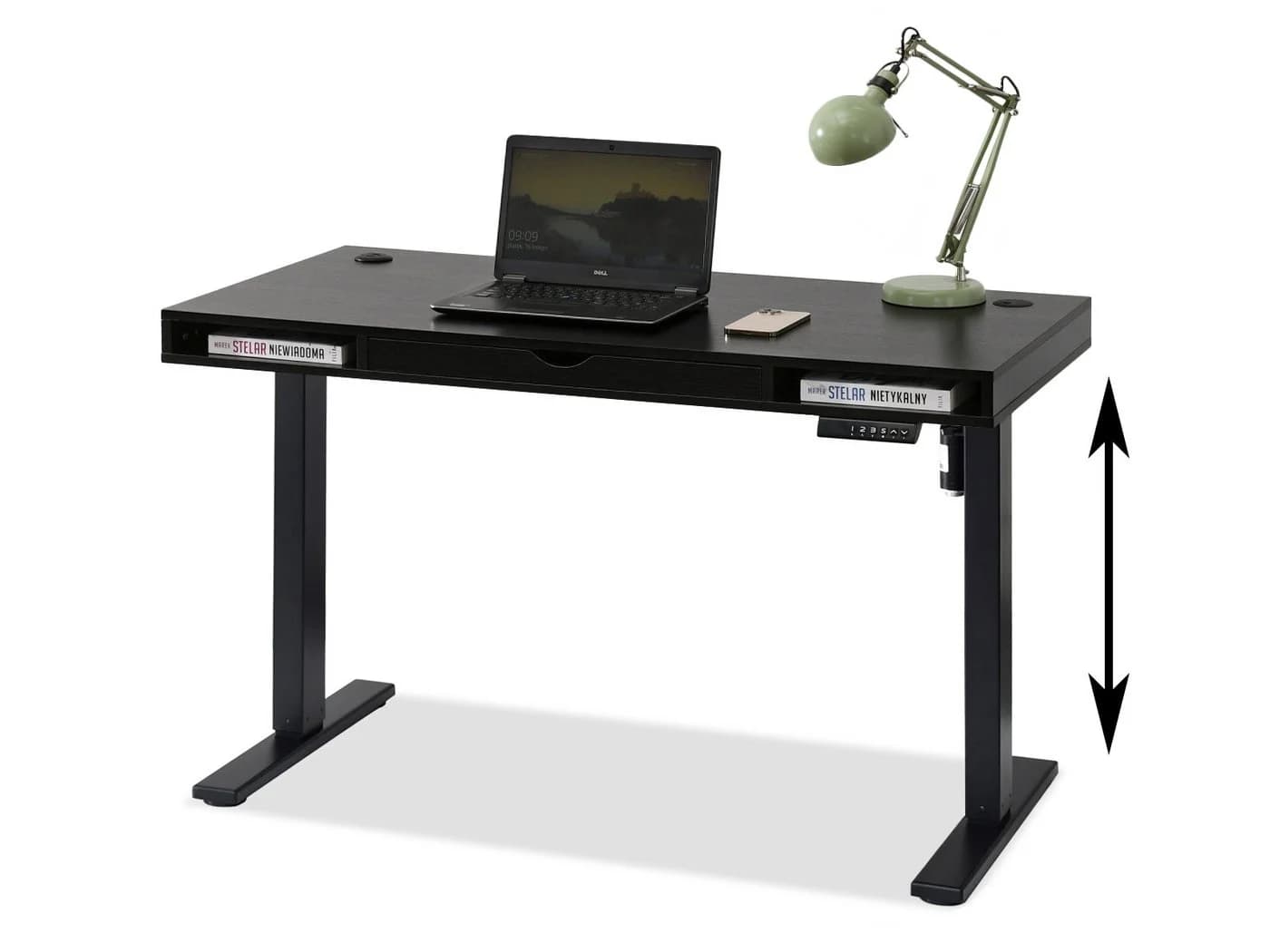 Compleo Schreibtisch höhenverstellbar OTTSO mit Schublade Schwarz - Bild 2