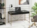 Compleo Schreibtisch Modern Schwarz Gold 2 Schubladen Bild 1