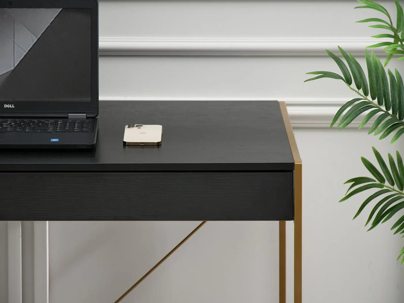 Compleo Schreibtisch Modern Schwarz Gold 2 Schubladen - Bild 5