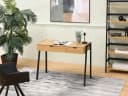 Compleo Schreibtisch LUNDS mit 2 Schubladen Modern Eiche/Schwarz Bild 1