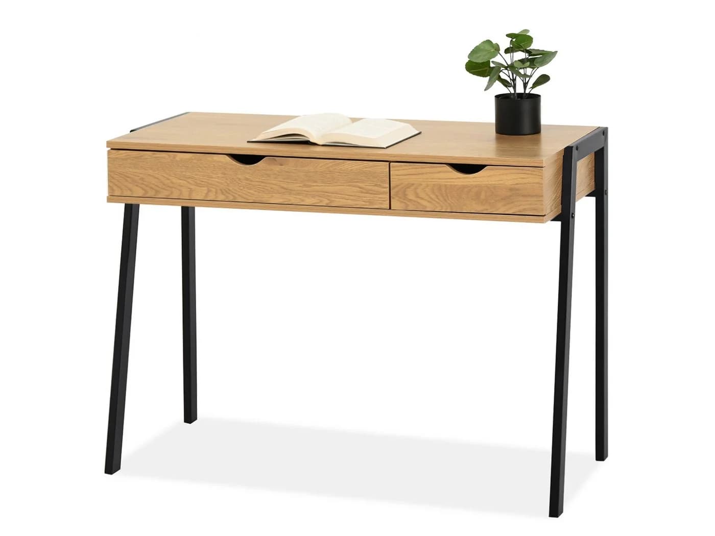 Compleo Schreibtisch LUNDS mit 2 Schubladen Modern Eiche/Schwarz - Bild 2