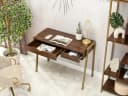 Compleo Schreibtisch LUNDS Modern mit 2 Schubladen Braun/Gold Bild 4