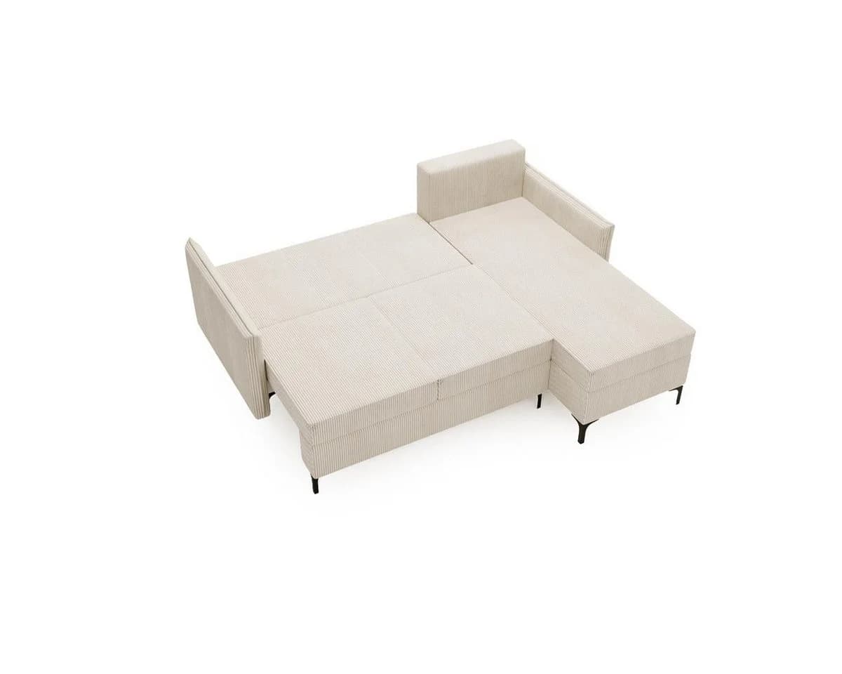 Compleo Ecksofa LEO mit Schlaffunktion Grau Cord - Bild 5