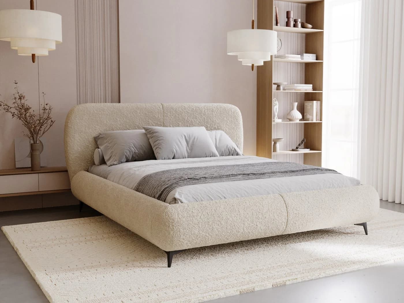 Compleo Polsterbett Japandi Beige mit Bettkasten - Bild 2