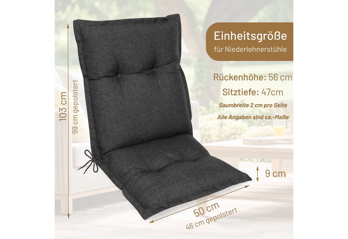 Herlag Polsterauflage Ava Anthrazit für Niederlehner Gartenstuhl - Bild 3