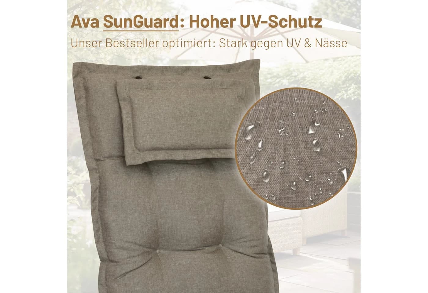 Herlag Liegenauflage Ava Polster Taupe UV-Schutz Extra Dick - Bild 5