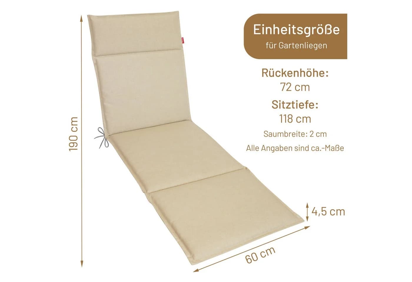 Herlag Liegenauflage Bea Champagner Outdoor Gartenstuhlauflage - Bild 3