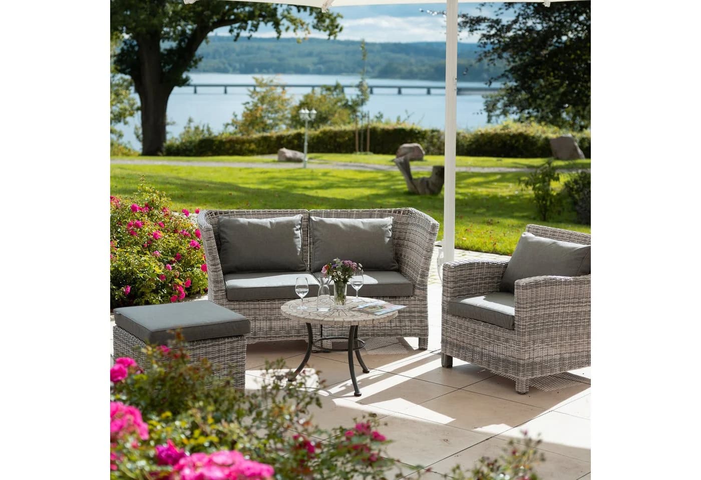Herlag Stuhlkissen Sunny Grau Wetterfest Outdoor Loungekissen