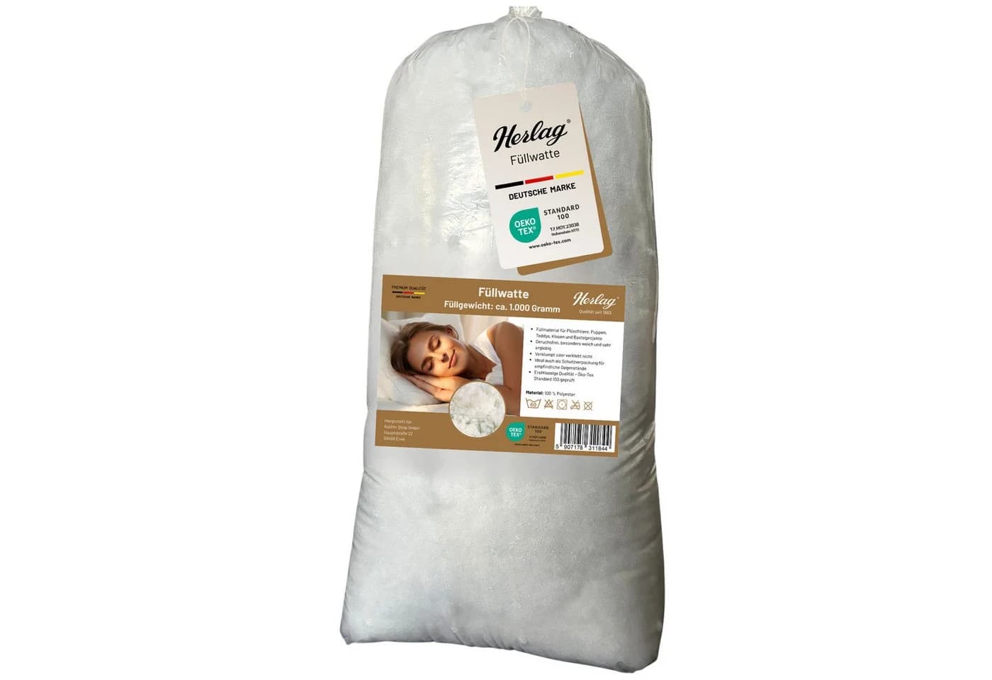 Herlag Kissenfüllung Füllwatte 1.000 g – 100 % Polyester, waschbar bis 60 °C - Bild 2