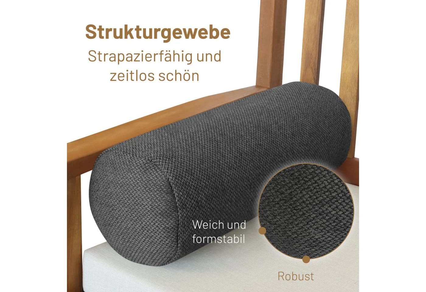 Herlag Nackenrolle LUXE Kissenrolle waschbar Anthrazit