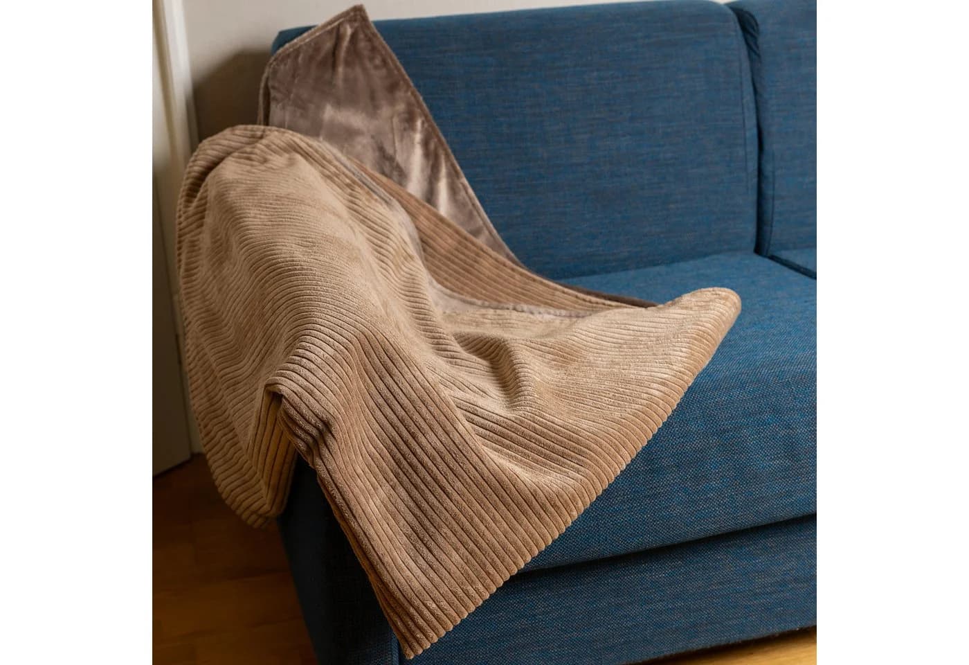 Herlag Wohndecke ELLA 140x200 cm Wendedecke Cord Fleece Braun