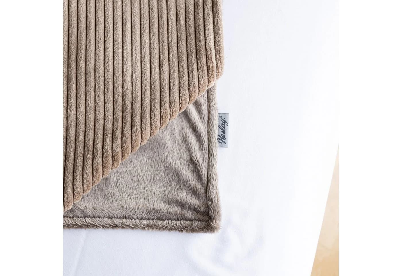 Herlag Wohndecke ELLA 140x200 cm Wendedecke Cord Fleece Braun - Bild 3