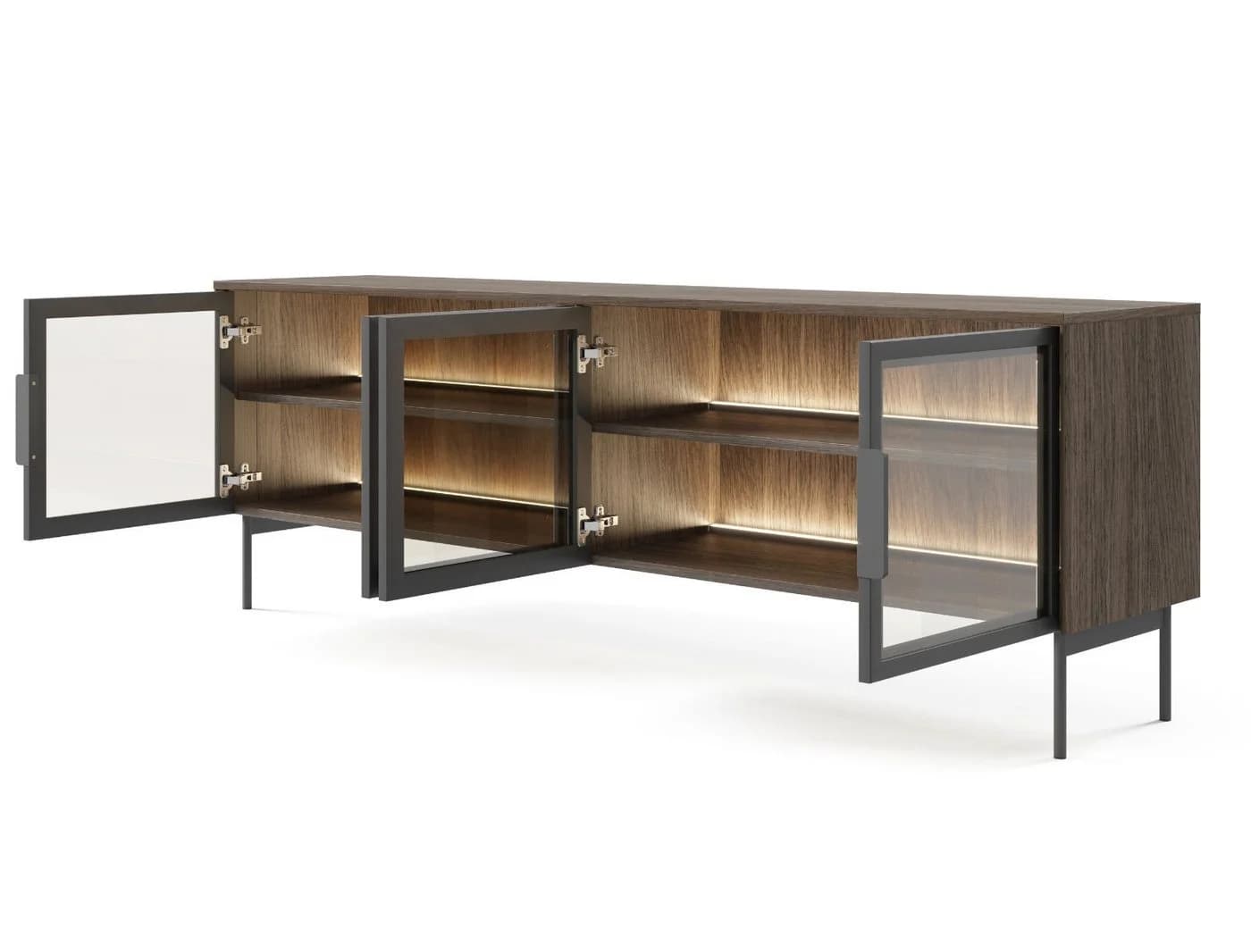 Compleo TV-Schrank mit 4 Türen Glasstüren Lowboard - Bild 3