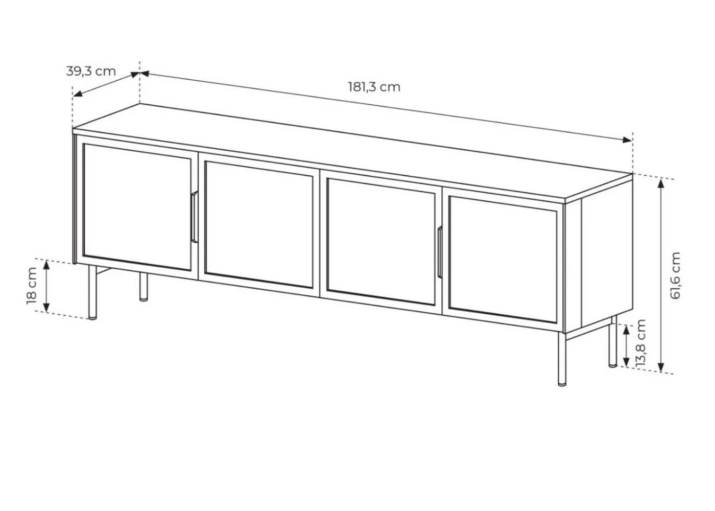 Compleo TV-Schrank mit 4 Türen Glasstüren Lowboard - Bild 5