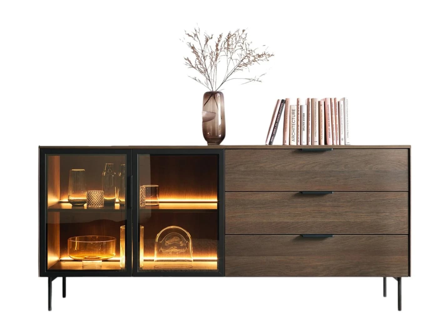 Compleo Schubkastenkommode MARBELA Modern mit Glasfront und LED - Bild 2