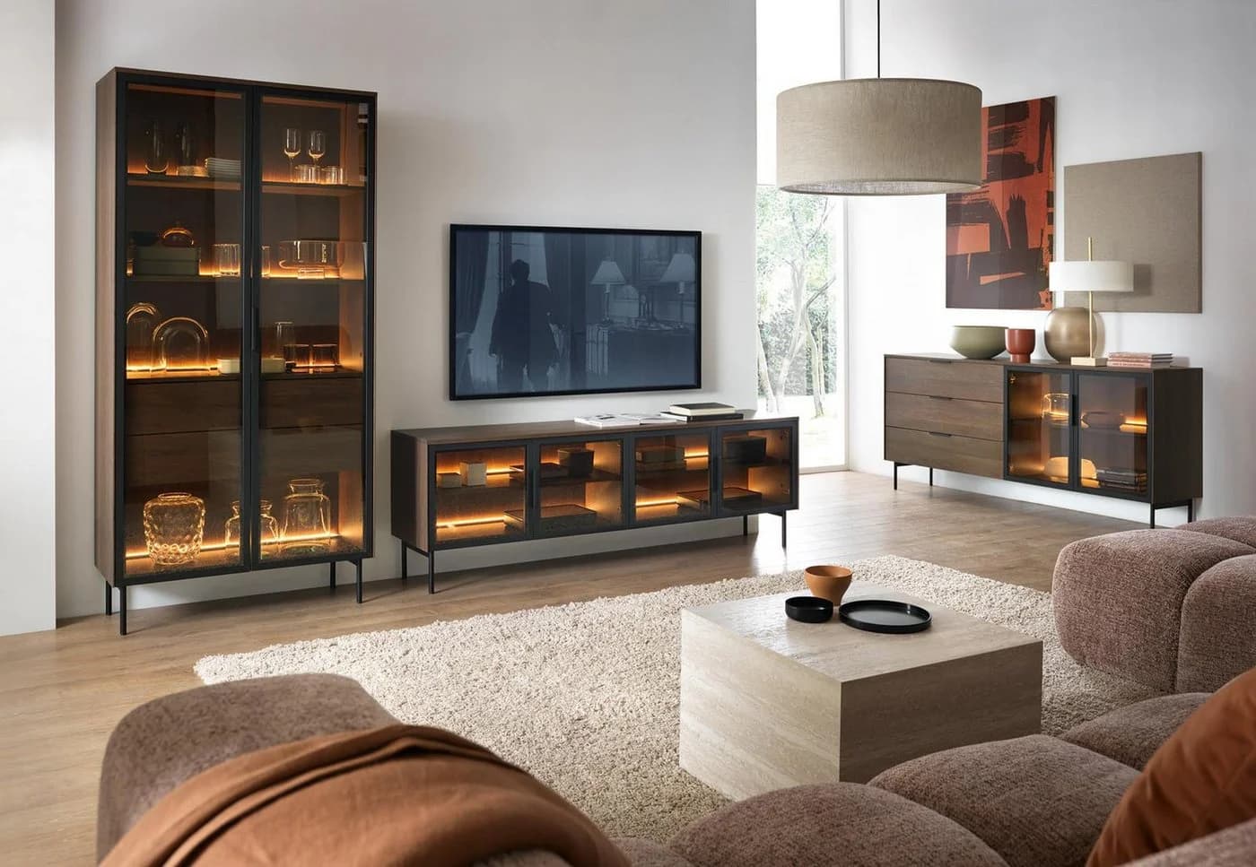 Compleo Schubkastenkommode MARBELA Modern mit Glasfront und LED - Bild 3