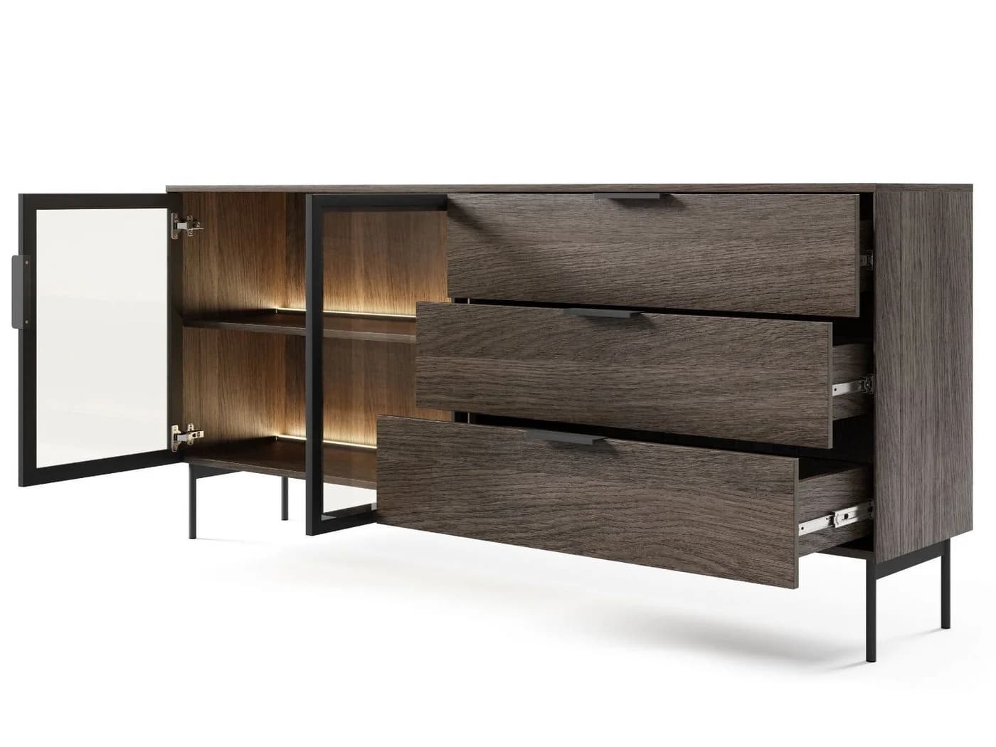 Compleo Schubkastenkommode MARBELA Modern mit Glasfront und LED - Bild 4