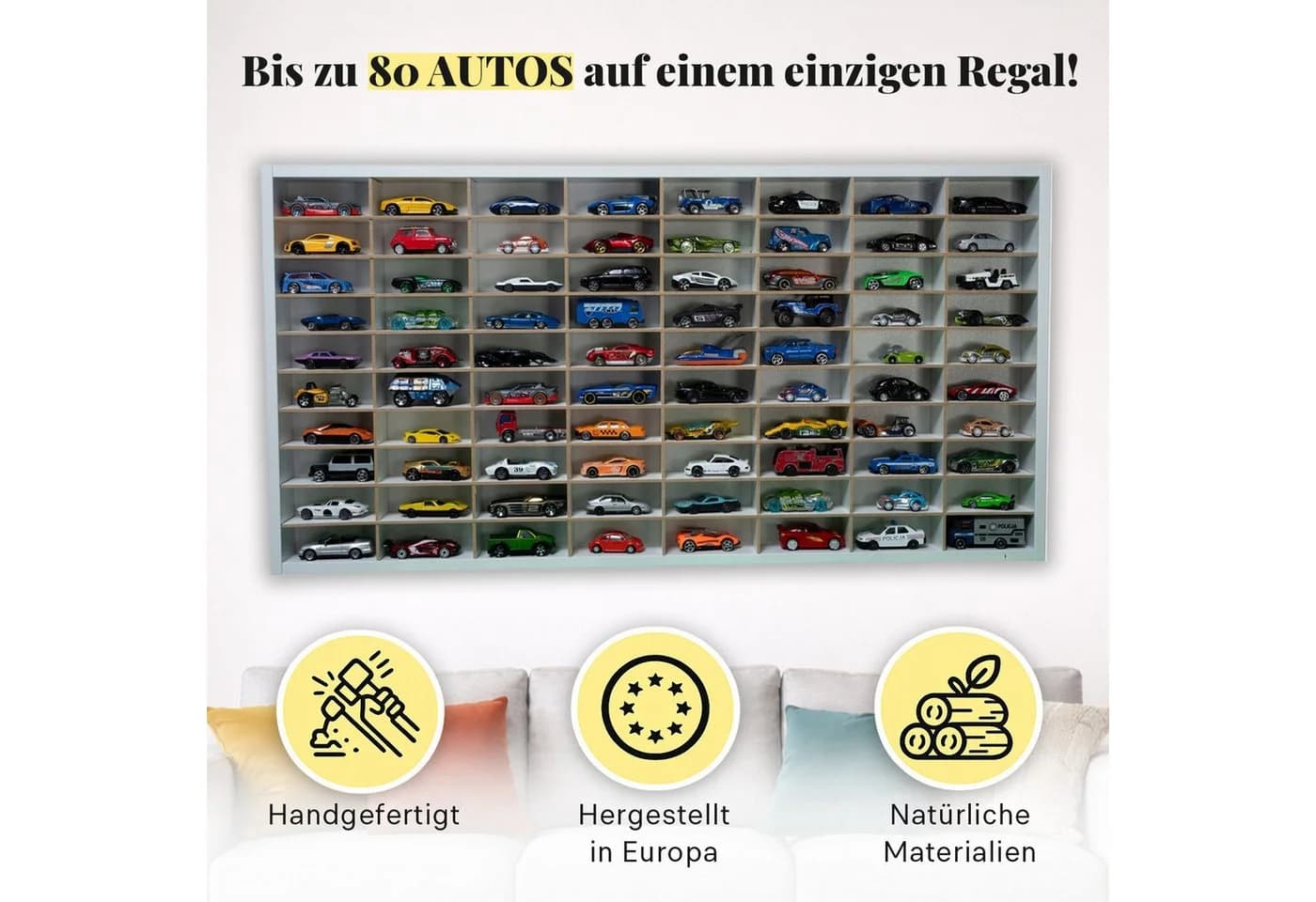ART TWIST HOME Wandregal Modellauto Display-Regal 80 Fächer 1:64 Autos - Bild 3