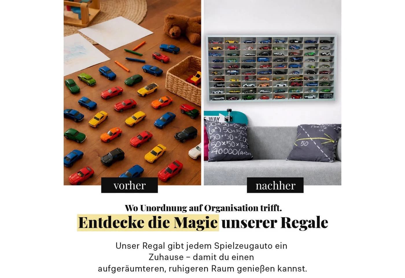 ART TWIST HOME Wandregal Modellauto Display-Regal 80 Fächer 1:64 Autos - Bild 4