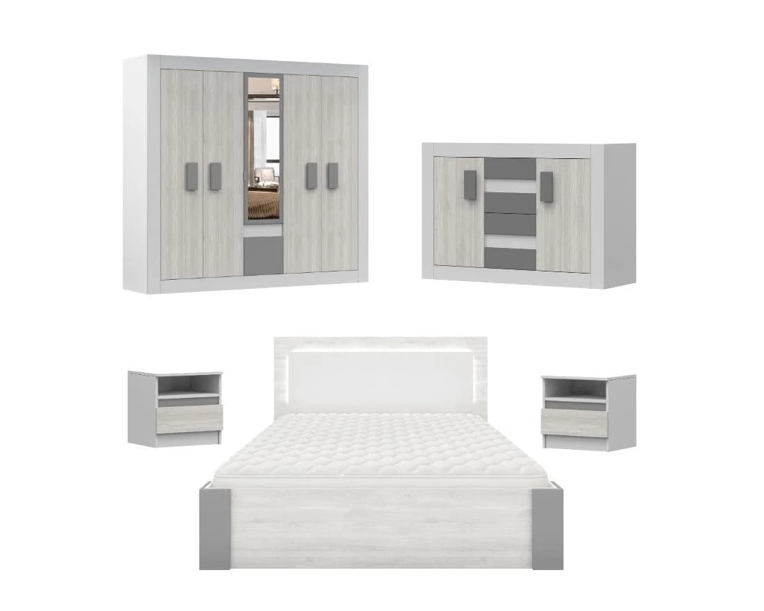 Deine Möbel 24 Schlafzimmer-Set HEAVEN II 5-tlg. Grau Modern - Bild 2