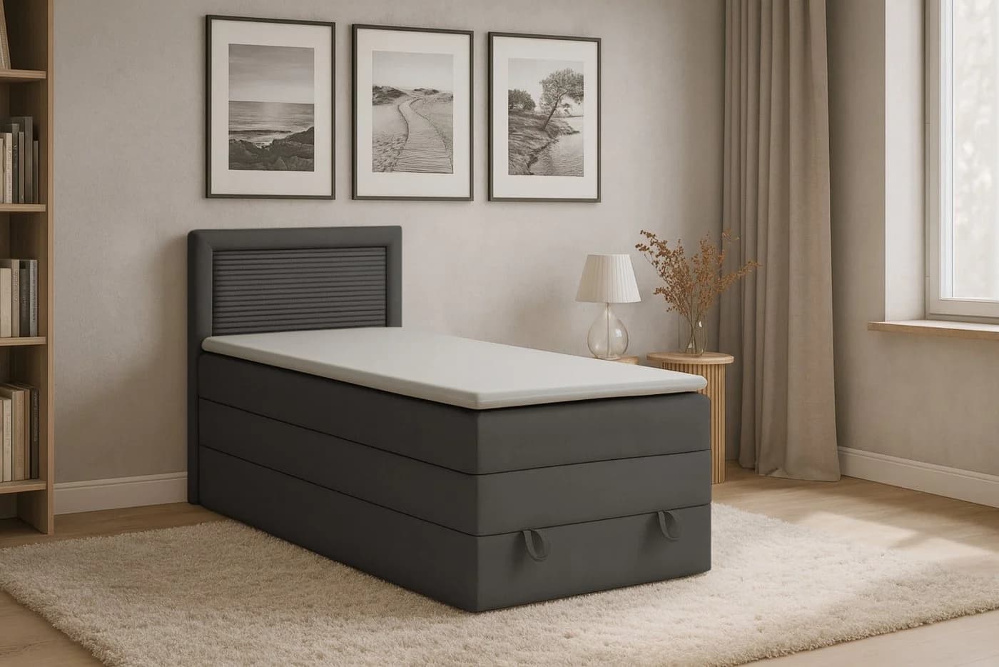 Deine Möbel 24 Boxspringbett NORA mit Bettkasten & Topper
