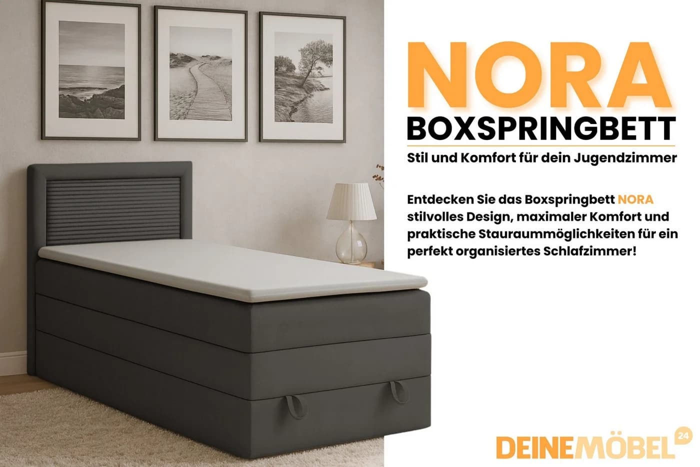 Deine Möbel 24 Boxspringbett NORA mit Bettkasten & Topper - Bild 3